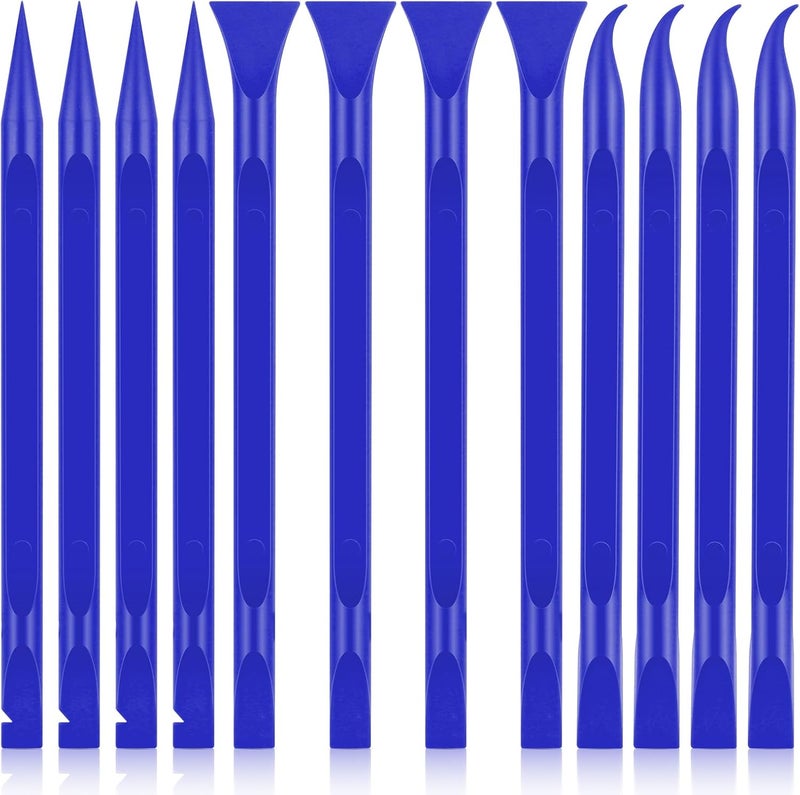 OXDFK 12 PCS Carbon Fiber Plastic Scrapers Tool, Non-Scratch Scraper Tool for Tight Spaces, Multi-Purpose Label Scraper Pen-Shaped, for Car Cleaning Supplies, Kitchen, Crevices, Stains (Blue) - Image 1